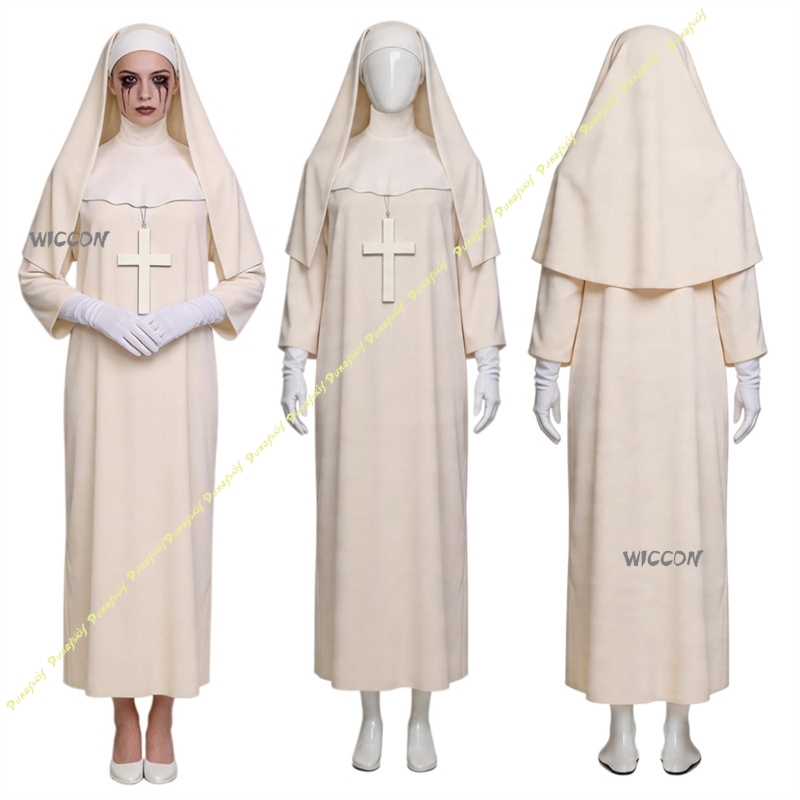 Anime Cosplay Nun - Off White Nun Cosplay Costume Halloween