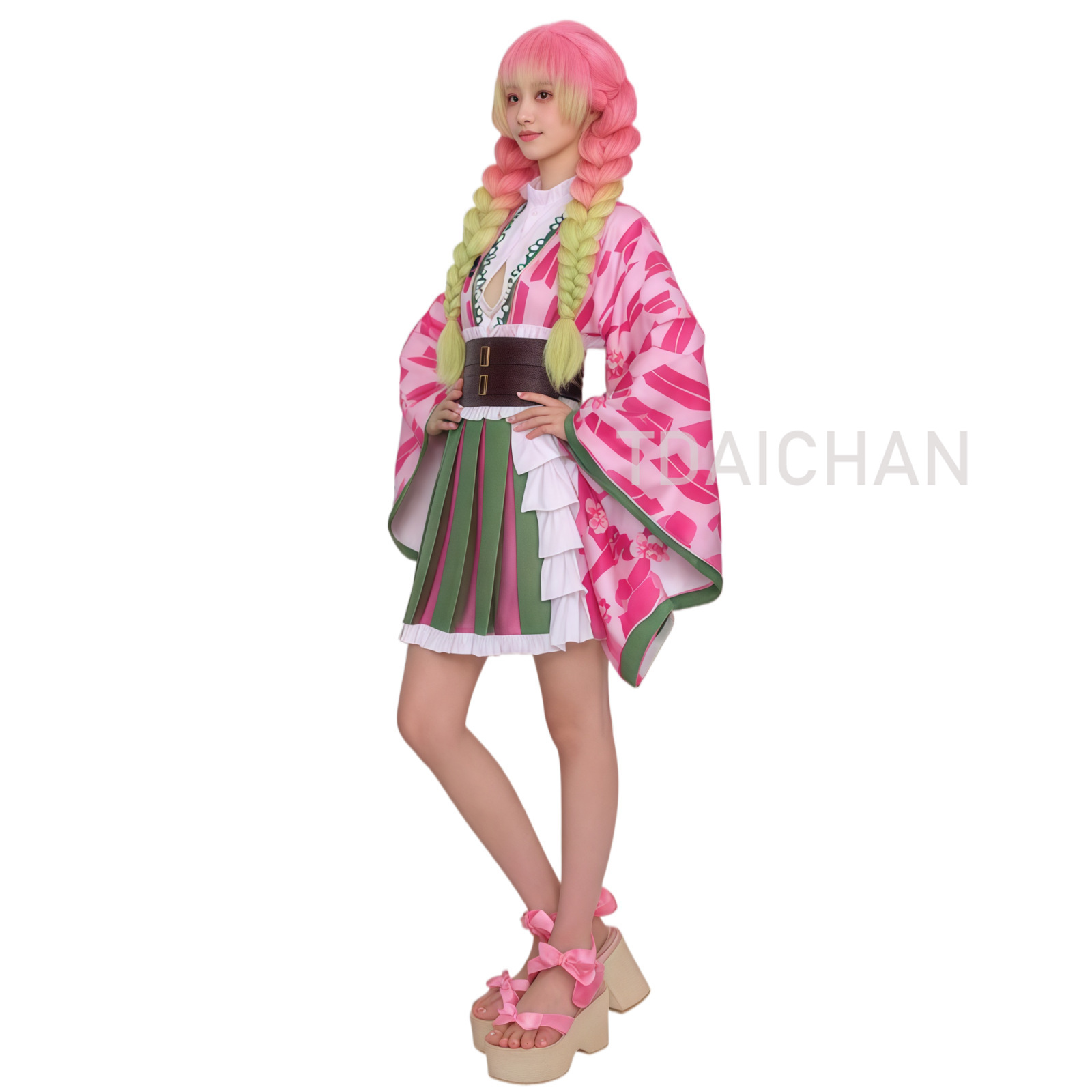 Anime Kanroji Mitsuri Cosplay  - Cosplay Anime Pink Hair recension och pris