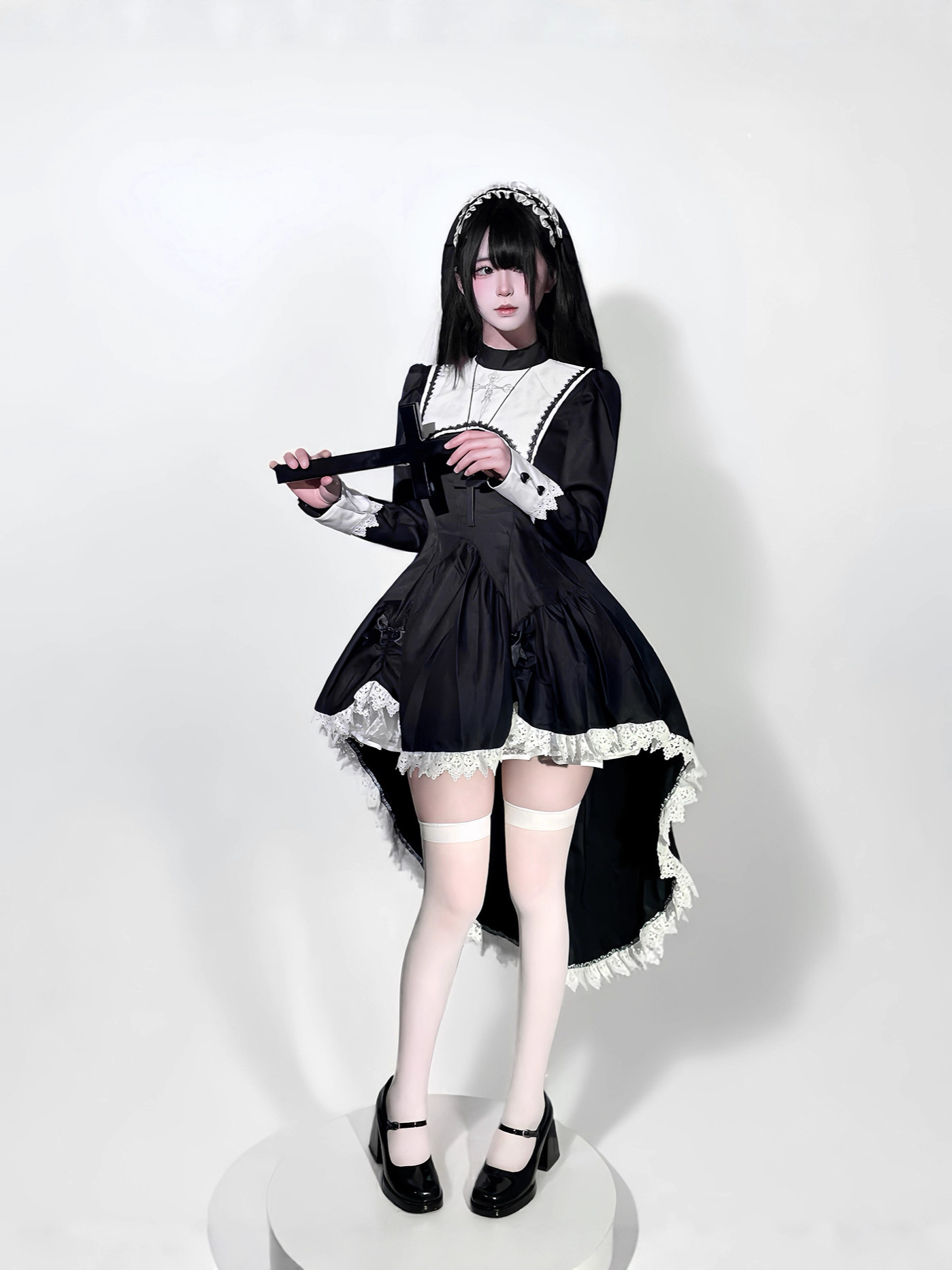 Gothic style dark embroidery c - Anime Cosplay Nun recension och pris
