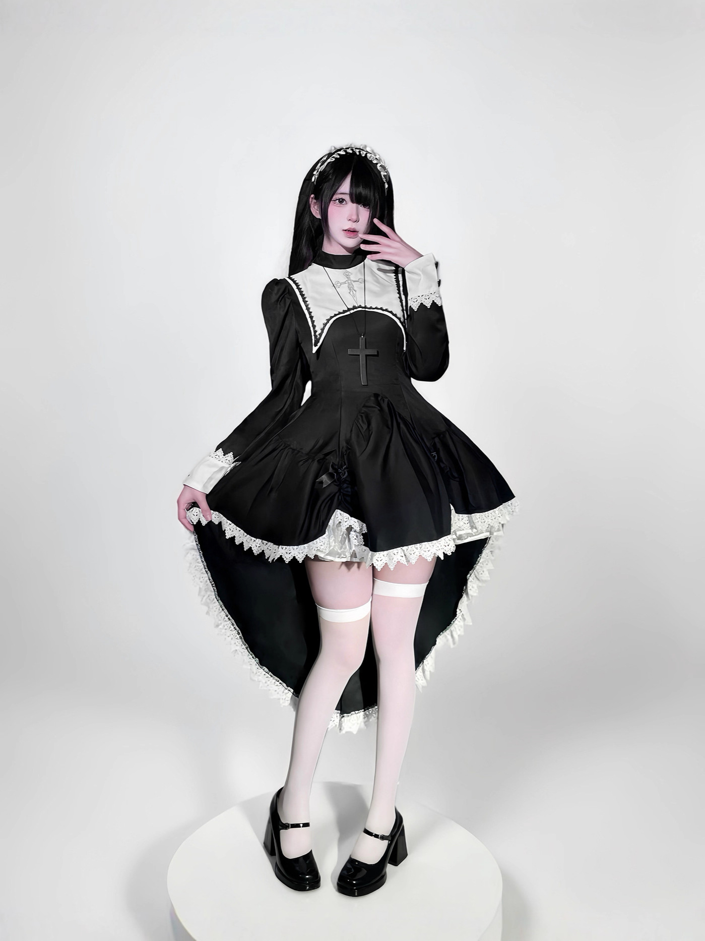 Gothic style dark embroidery c - Anime Cosplay Nun recension och pris
