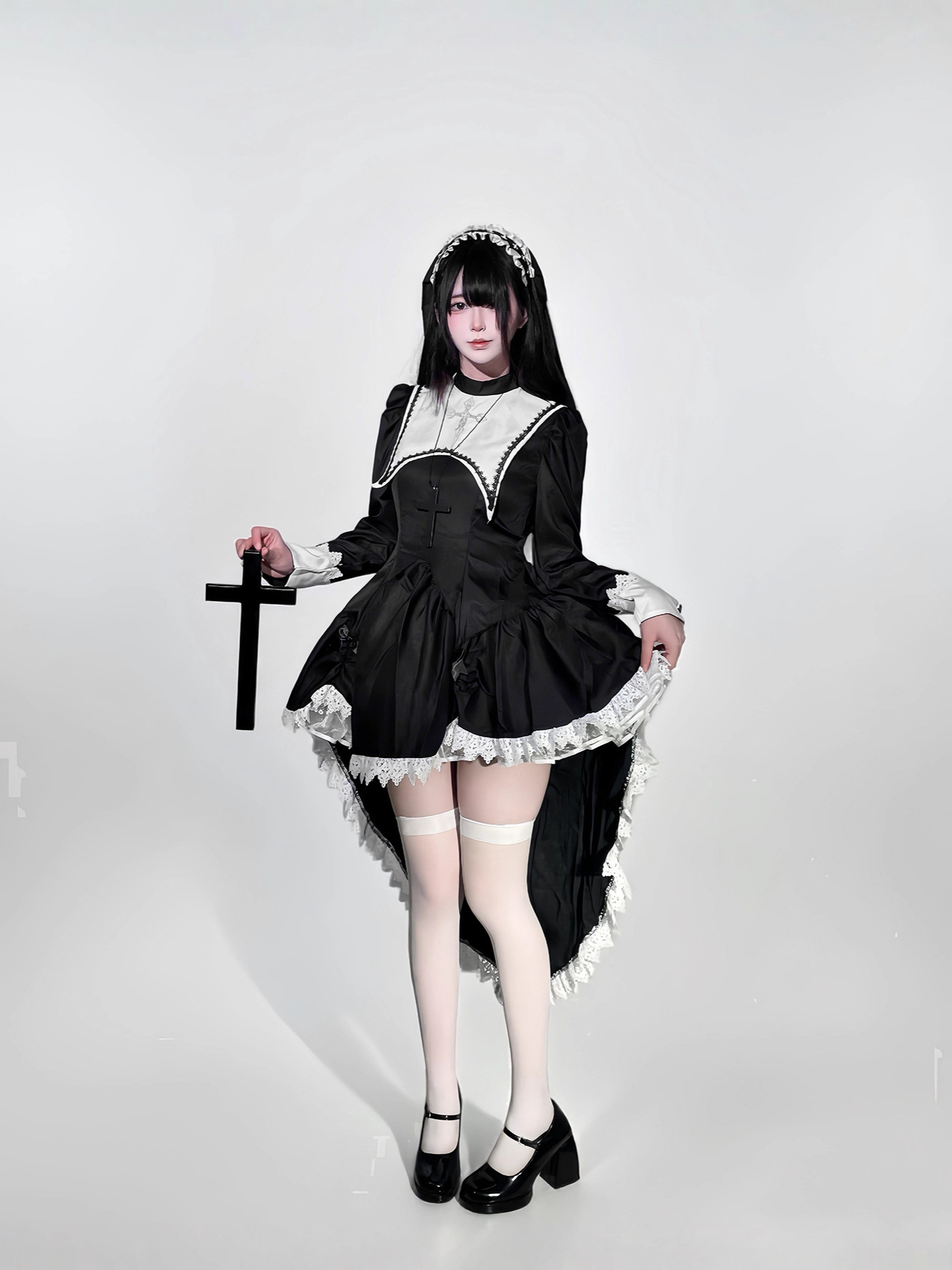 Gothic style dark embroidery c - Anime Cosplay Nun recension och pris