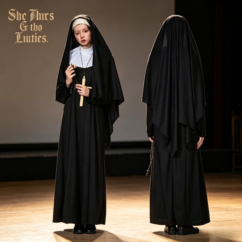 Nun Costume Black Long Dress H - Anime Cosplay Nun recension och pris