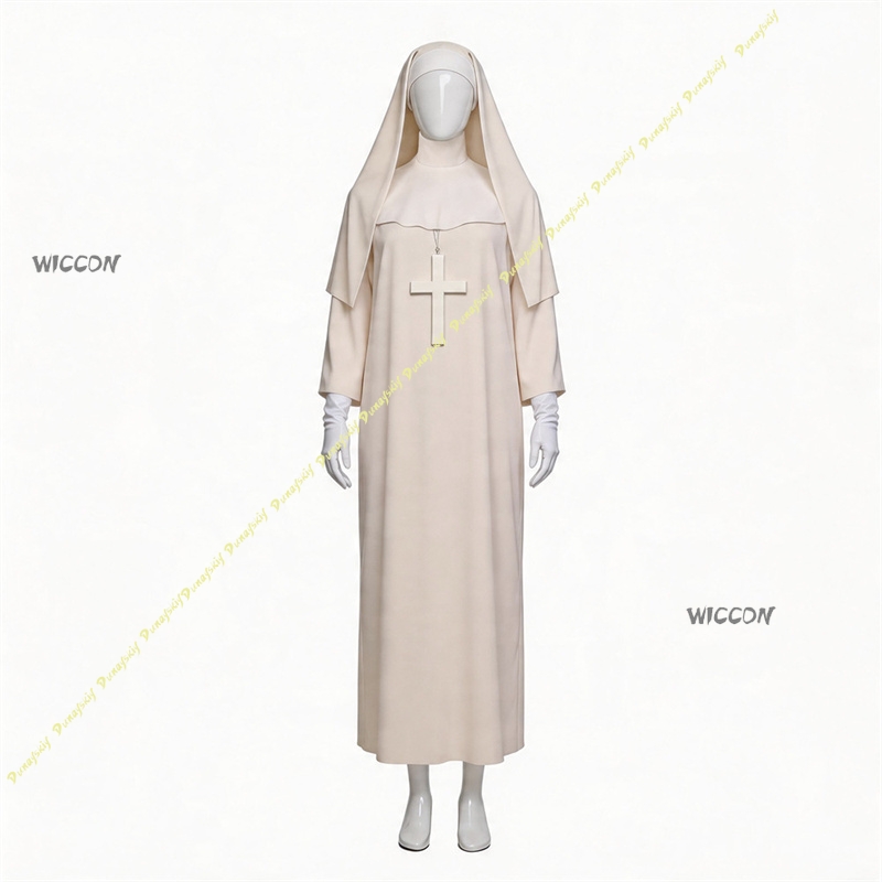 Off White Nun Cosplay Costume  - Anime Cosplay Nun recension och pris